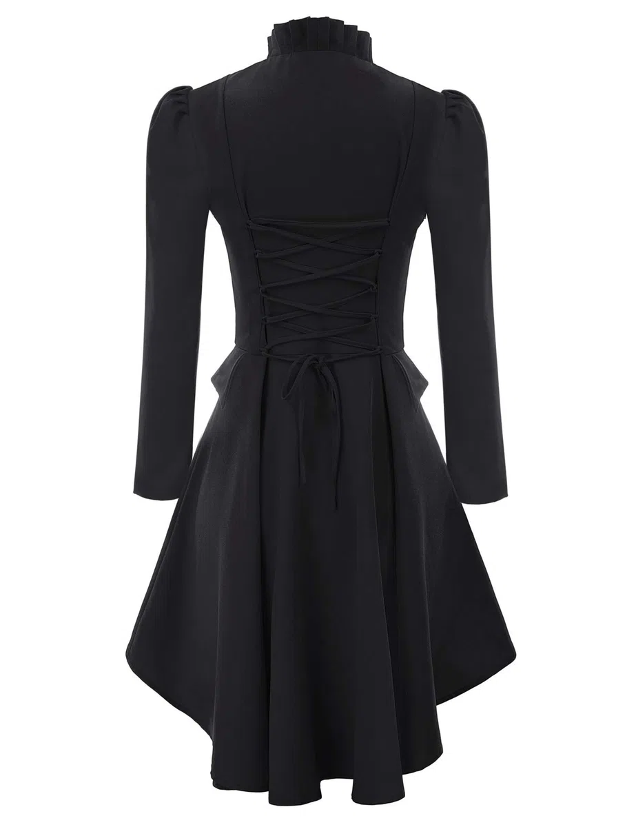 SCARLET DARKNESS Giacca Donna Steampunk V-collo Manica a Sbuffo Orlo Alto-basso Stile Gotico Giacca