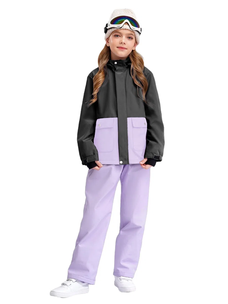 CHICTRY Tuta da Sci Bambina Unisex Completo da Neve Giacca con Cappuccio Rimovibile e Pantaloni Cappotto Caldo Adatto Per Sport Invernali e Attività Outdoor