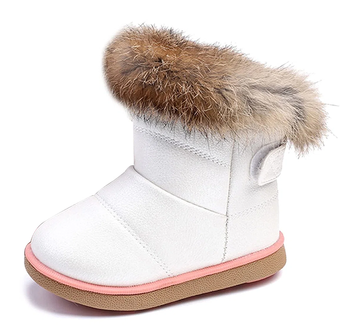 KVbabby Bambine e Ragazze Carino Stivali da Neve Morbide Fodera calda Stivali Scarpe di Cotone Piatto Pelliccia Stivali,bianco,23 EU = produttore 24