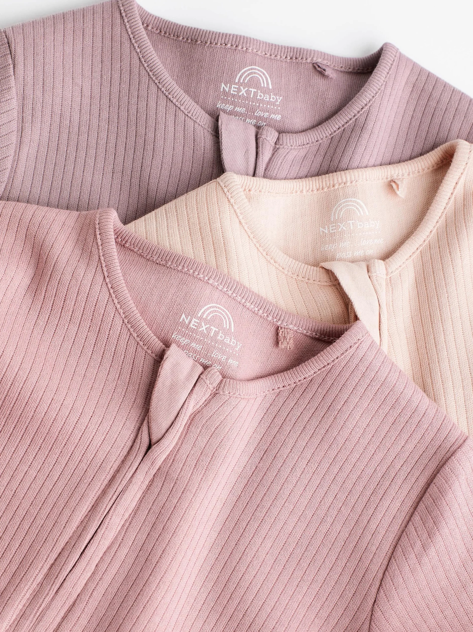 NEXT Bambina Confezione da 3 tutine per neonati in 100% cotone con zip bidirezionale
