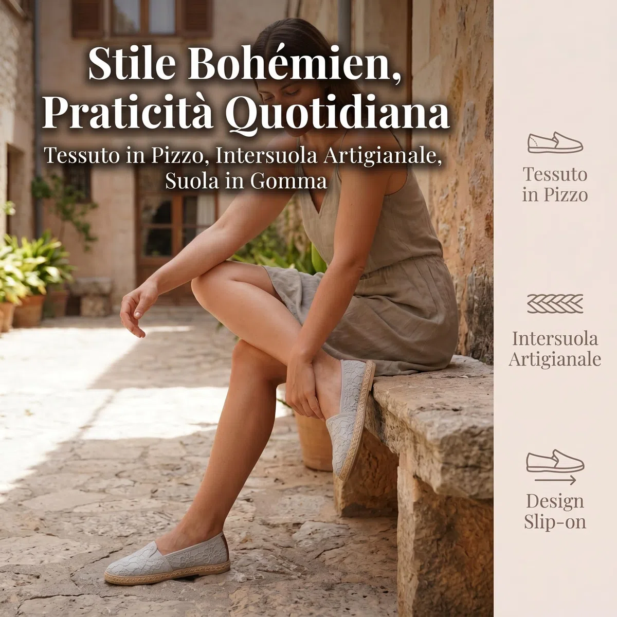 GLAMORA Espadrillas Donna Ballerine Traforate Pizzo Traspirante Slip On Scarpe Estive Leggere Comode Suola Antiscivolo Gomma Calzature Basse Casual Eleganti