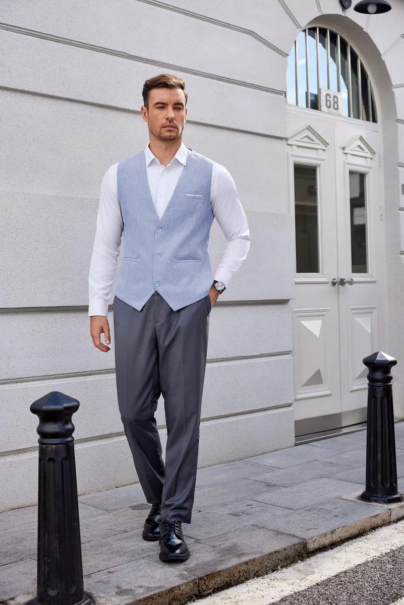 COOFANDY - Gilet da uomo di vestibilità aderente, formale, per abito o smoking