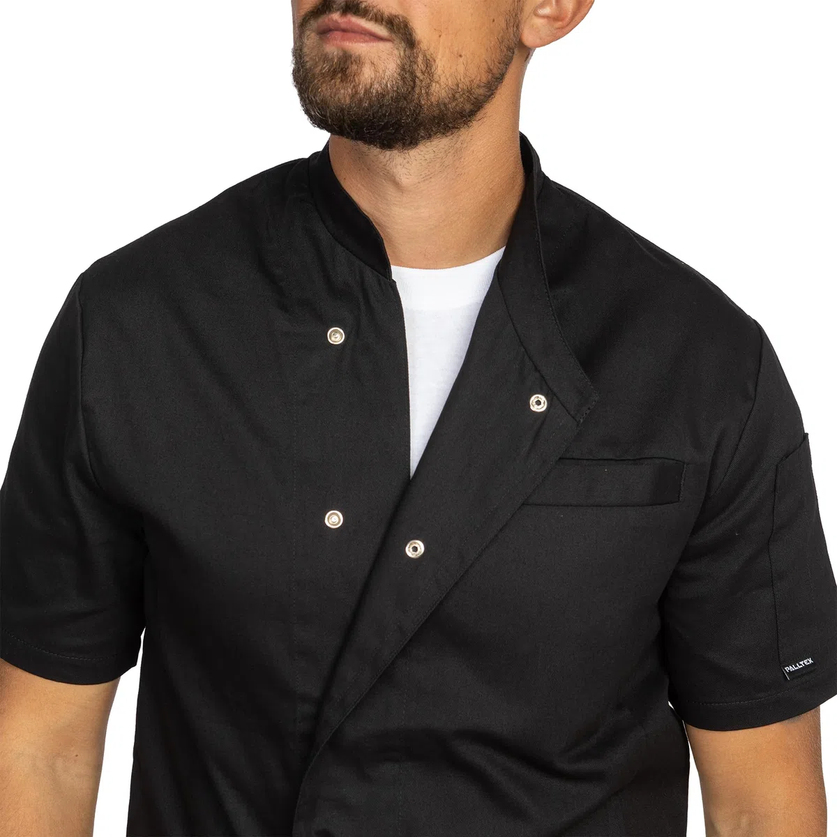 PALLTEX KOTO SS 100% Cotone Giacca Cuoco Uomo e Donna Unisex con i Bottoni Automatici Giacca da Cuoco Ristorante Divisa da Cuoco a Maniche Corti