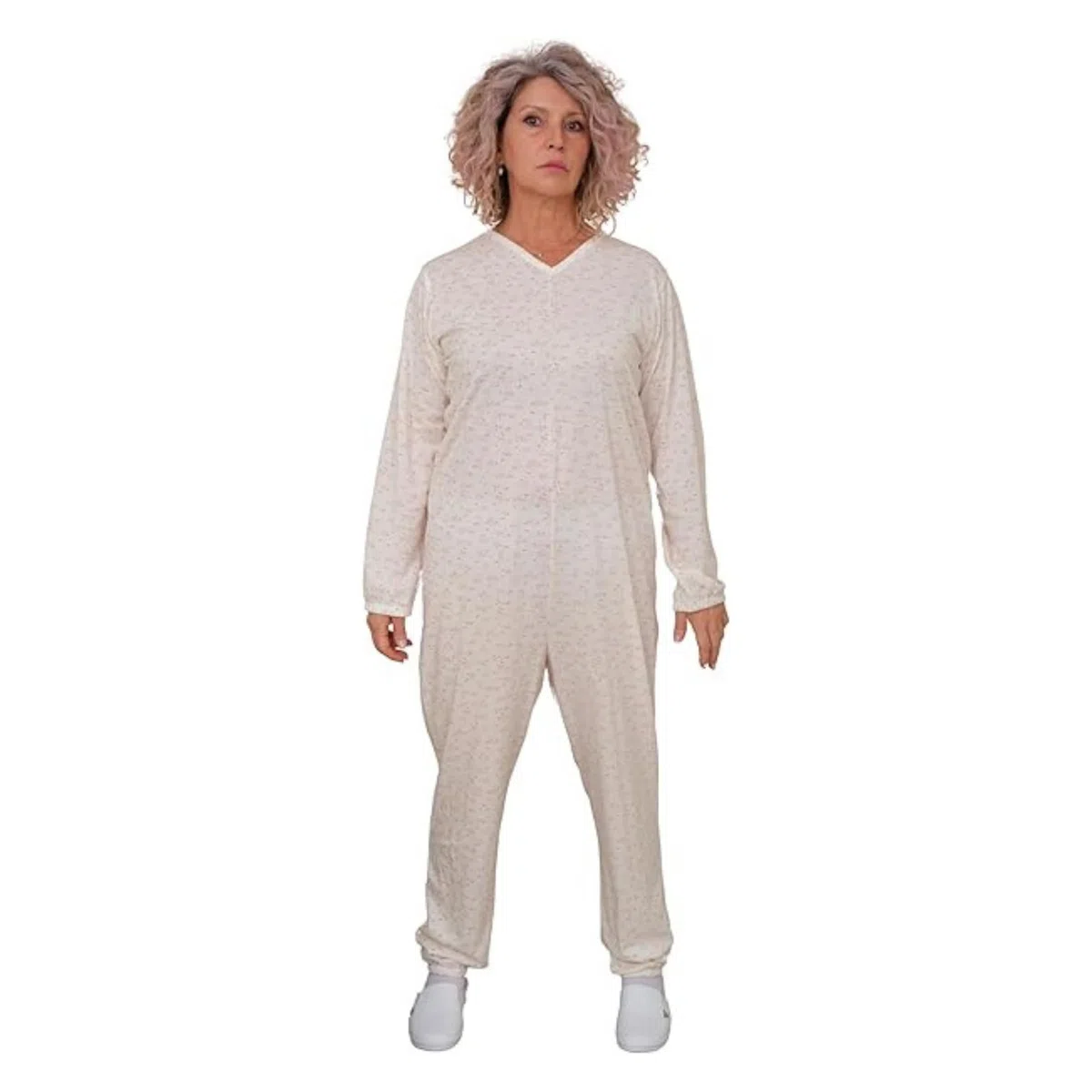 FERRUCCI COMFORT Pigiama Sanitario con Zip Posteriore Manica Lunga in Cotone da Donna - 9012