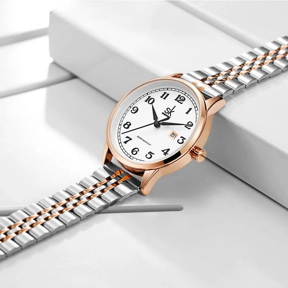 SHENGKE K0150L - Orologio analogico al quarzo, da donna, con cinturino in pelle