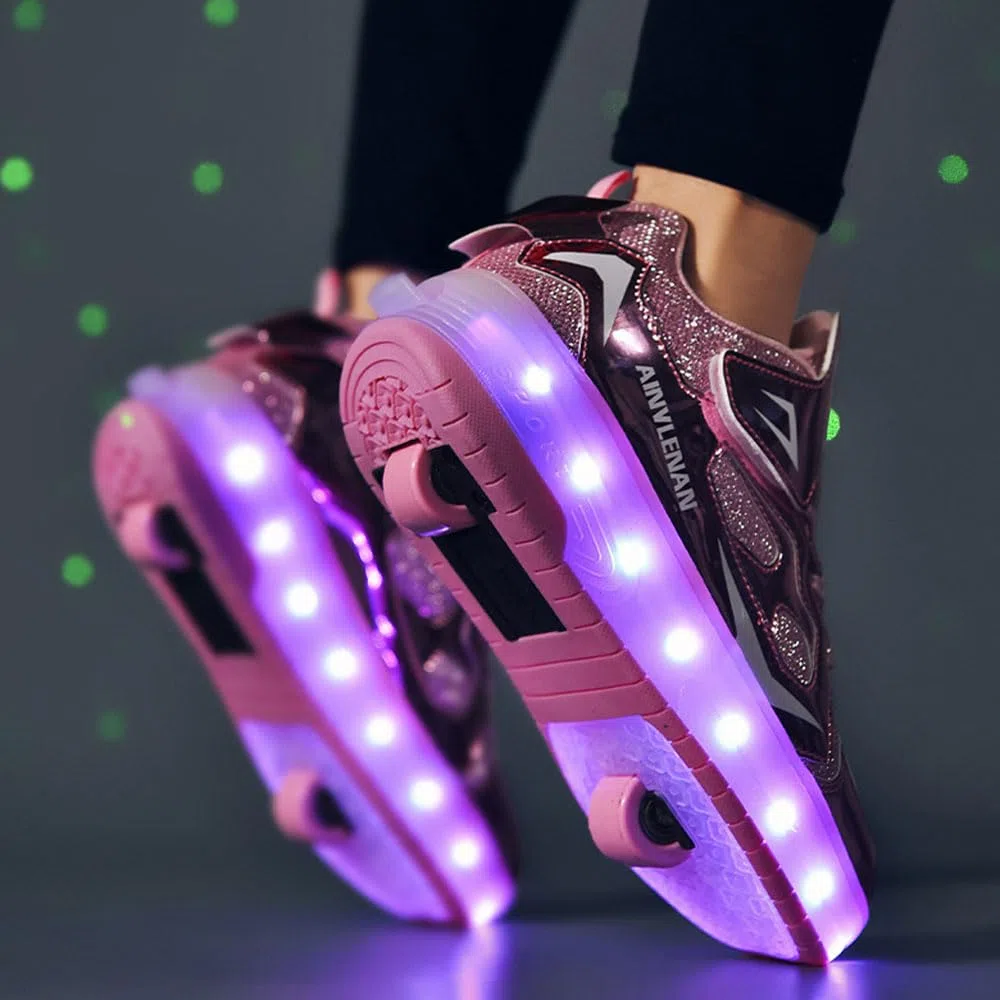 Hiseng Scarpe con Rotelle Bambina 27-40EU, Scarpe con Rotelle Bambino Sportive Scarpe da Skateboard Skateboard Sneakers Outdoor Multisport Scarpe da Ginnastica da Pattini per Ragazze e Ragazzi
