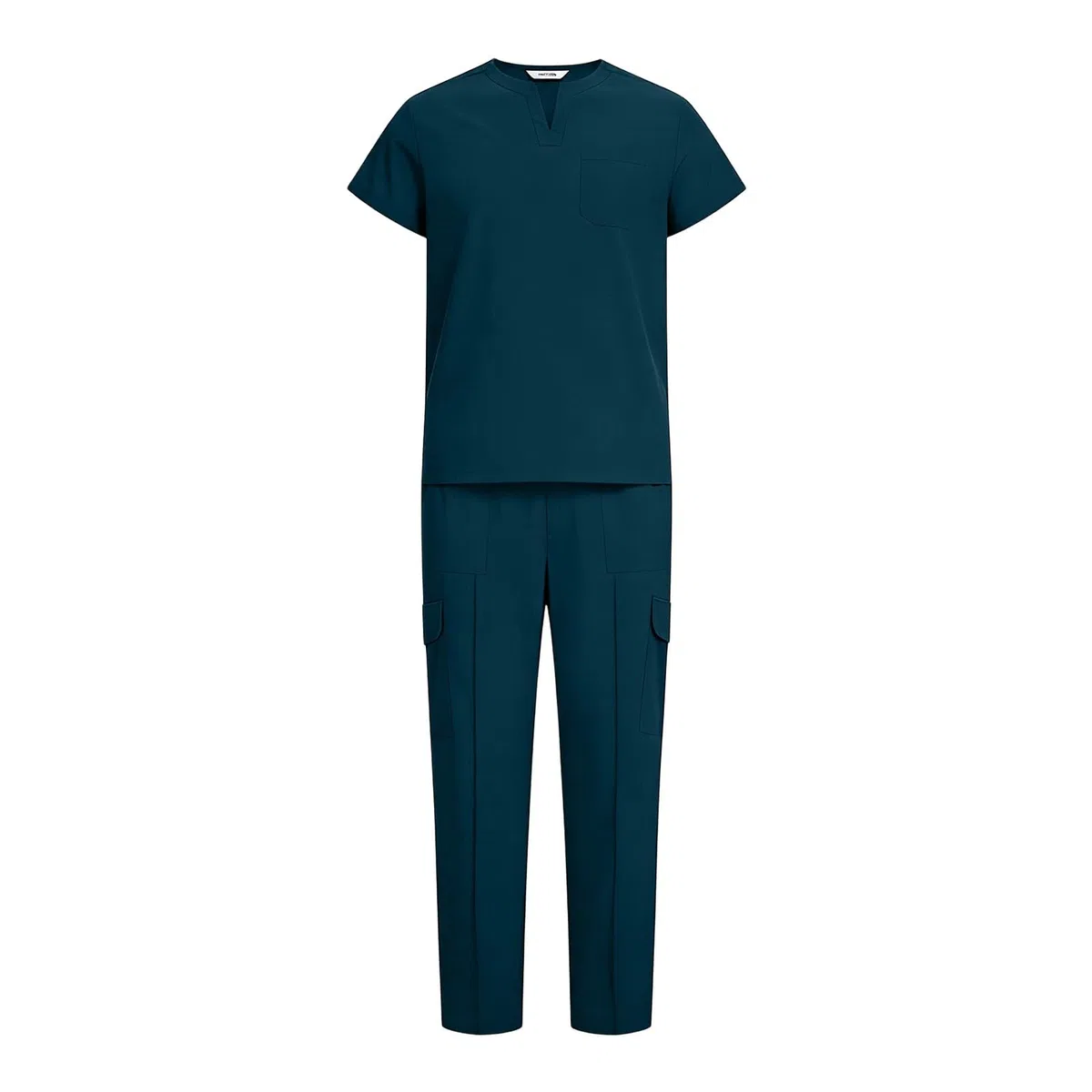 HAOLEI Divisa Infermiere Uomo Divisa Sanitaria Set con Casacca e Pantalone Sanitaria Uniformi Infermiera Ospedaliere con Cordoncino Camice Medico Uomo Set Uniforme Maglia Frontale & Pantaloni