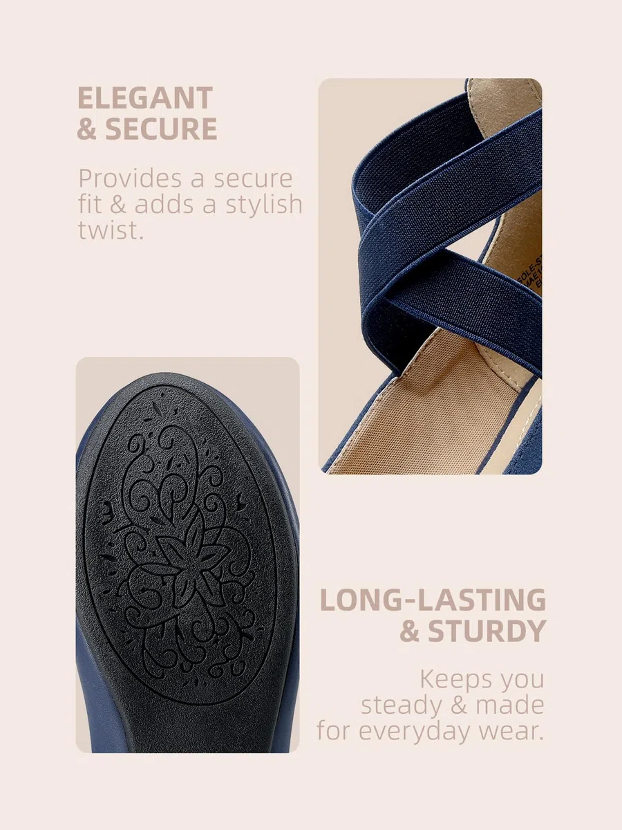 DREAM PAIRS - Scarpe Basse Donna Comode e alla Moda Ballerine Donna con Cinturino Elastico alla Caviglia