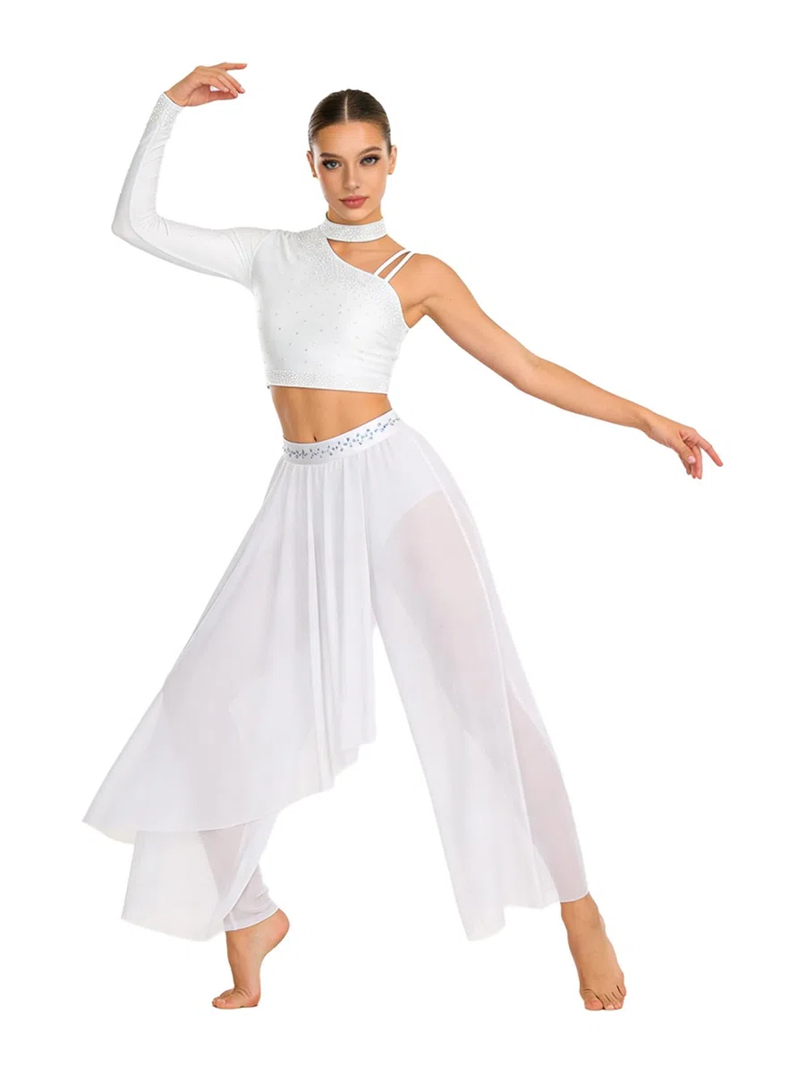 Vestito La Danza Contemporanea Donna Ensemble con Spalla Nuda Camicetta E Pantaloncino La Danza Lirica Moderna
