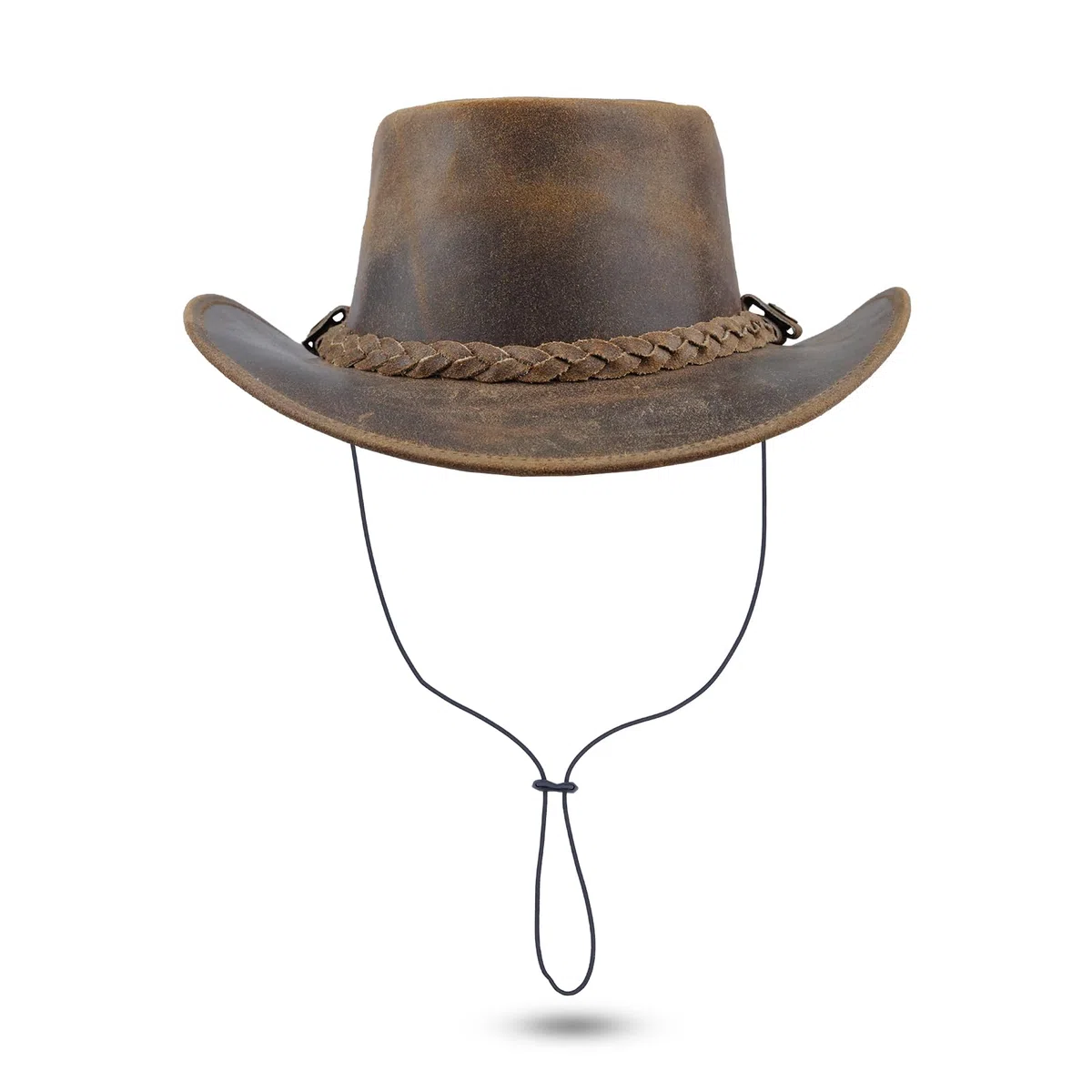 Leatherick Cowboy Australiano Unisex Stile Occidentale Due Toni Nero Marrone Outback Vera Pelle Australiana Bush Cappello