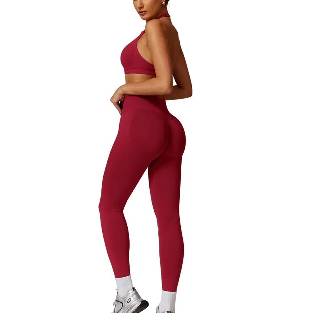 JN JANPRINT Set da palestra senza cuciture per le donne 2 pezzi Halter Backless reggiseni sportivi nascosti leggings scrunch abiti da yoga tuta allenamento