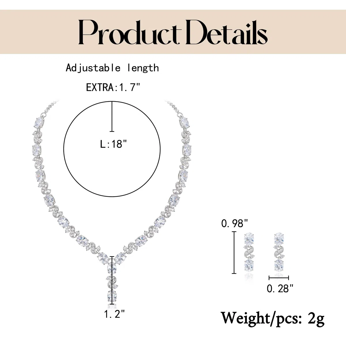 Donna Parure Gioielli-Collana Orecchini Elegante Delicato Zirconia cubica Infinito Y-Forma Collana Ciondolare Set