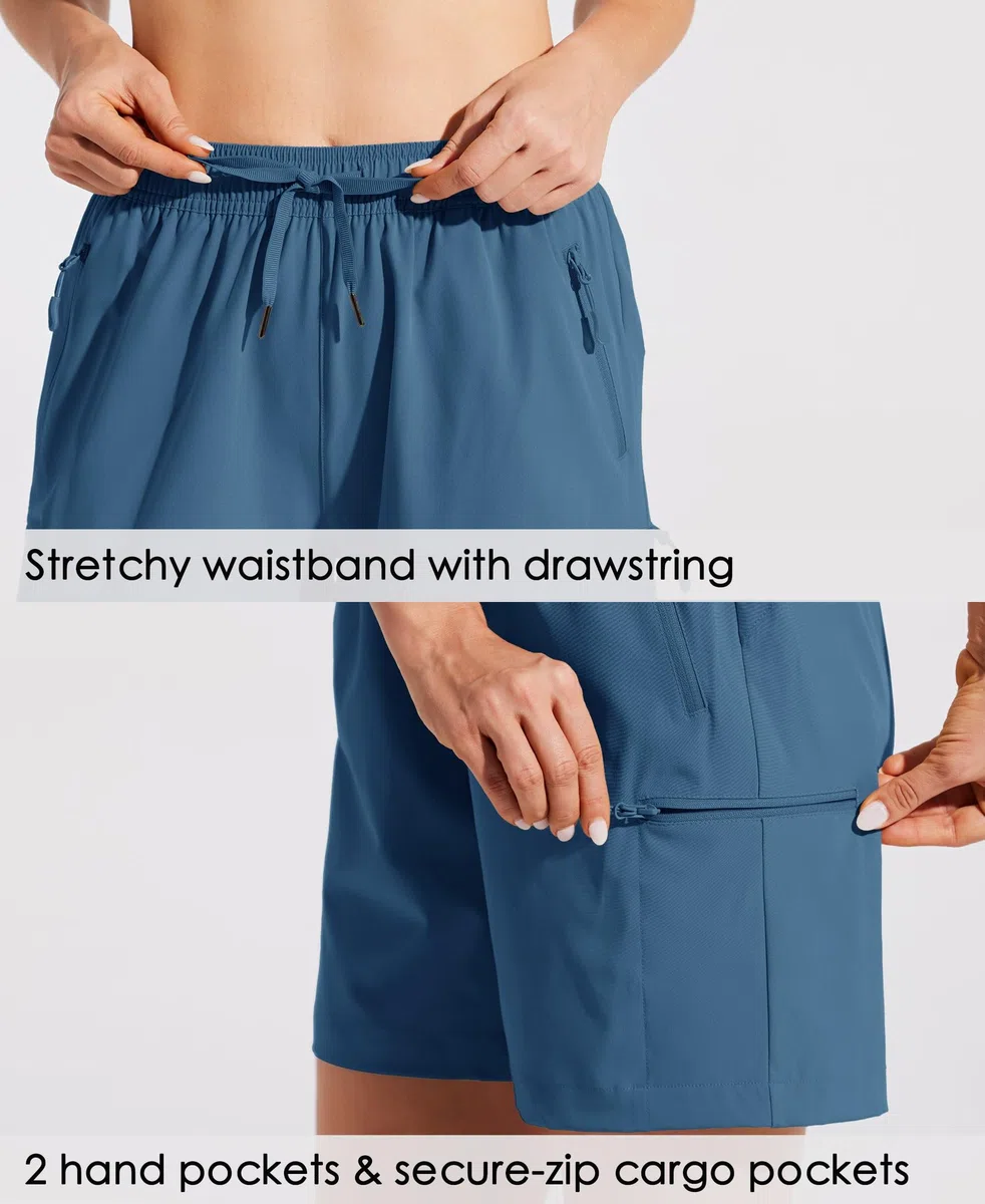 WILLIT Pantaloncini cargo da donna, ad asciugatura rapida, per escursioni, sportivi, estivi, con tasche