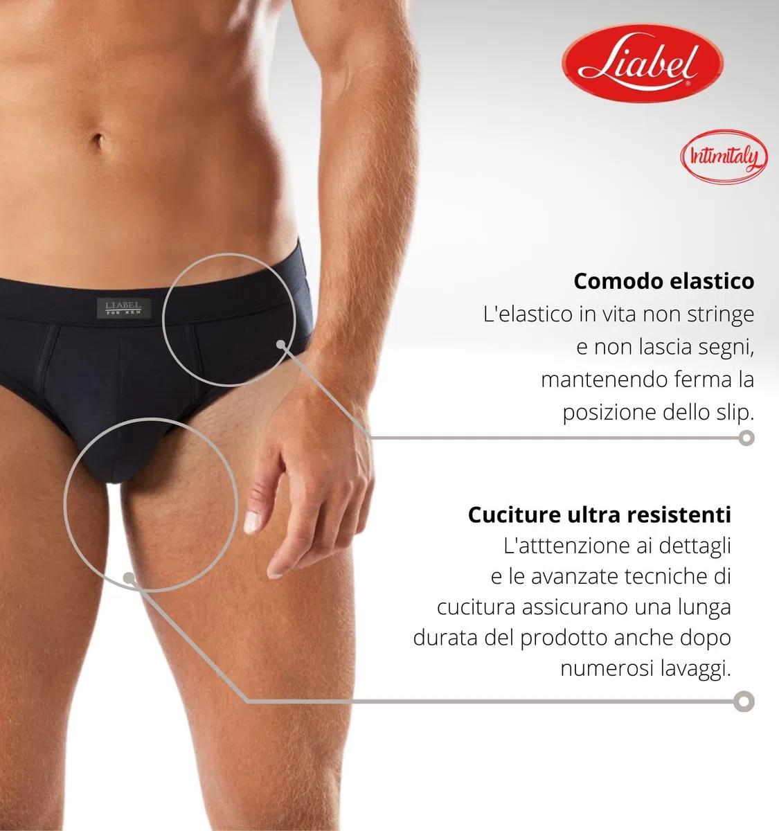 Liabel - Slip Uomo Cotone (Pacco da 6) Bielastico - Mutande Uomo in Cotone Elasticizzato - Intimo Mutande Uomo Colorate alla Moda Bianchi Neri Grigio LS2200