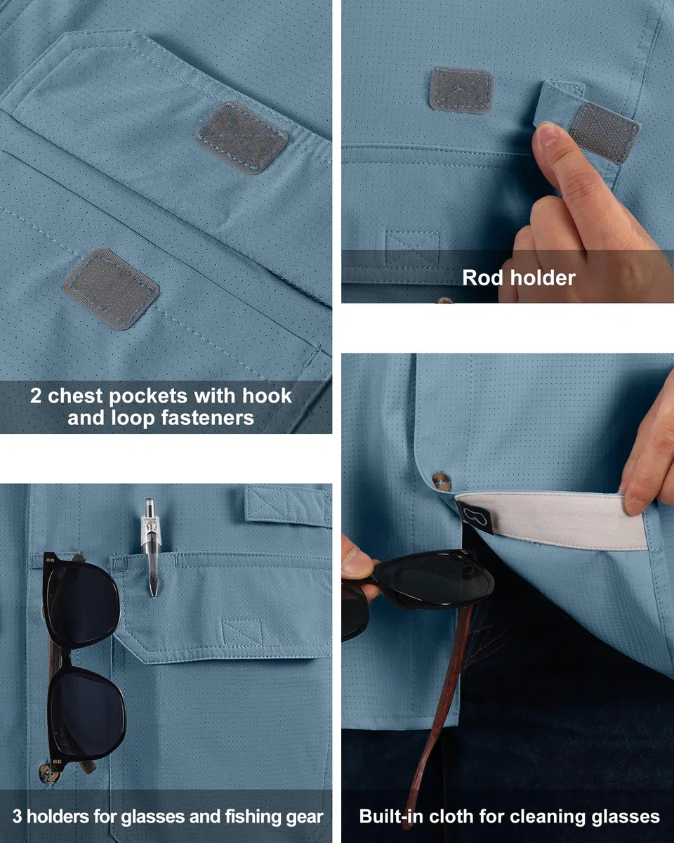 33,000ft Camicia da uomo a maniche corte UPF50+, protezione UV, per attività all'aria aperta, ad asciugatura rapida, per il tempo libero, per pesca, safari, viaggi, golf