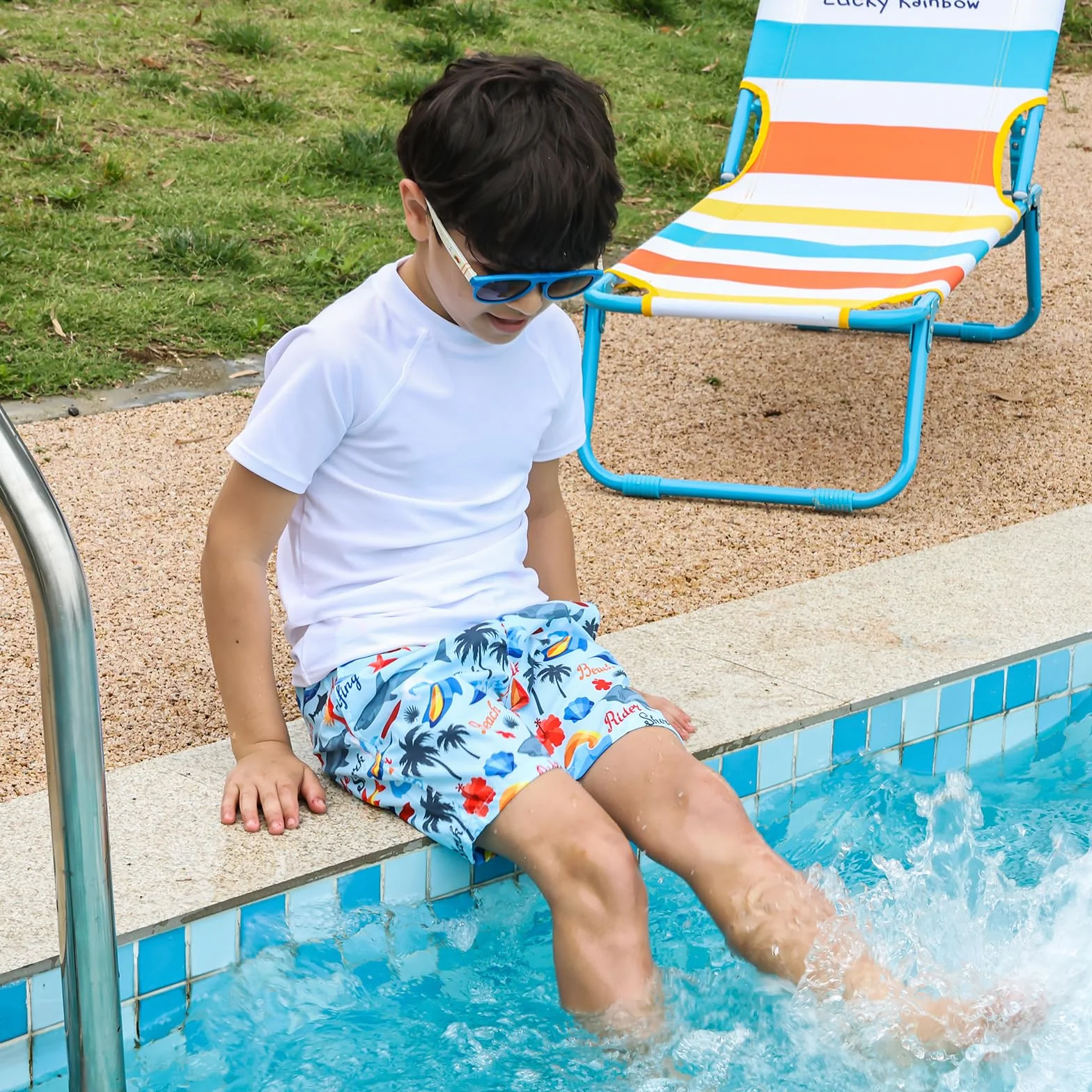 2 Pezzi Maglia Anti UV Nuoto Bambino UPF50+ Maglietta Piscina con Maniche Corte Costume da Bagno Ragazzi Asciugatura Rapida Magliette Rash Guard 5-14 Anni