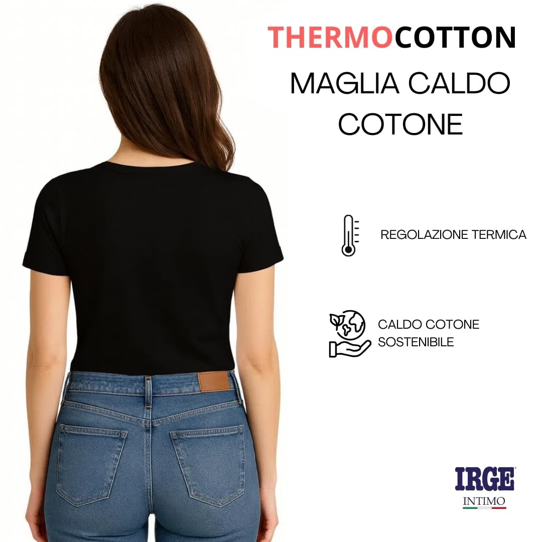 Intimitaly Irge 3 Maglie Intime Donna Termiche in Caldo Cotone Interlock Mezza Manica Bianco e Nere