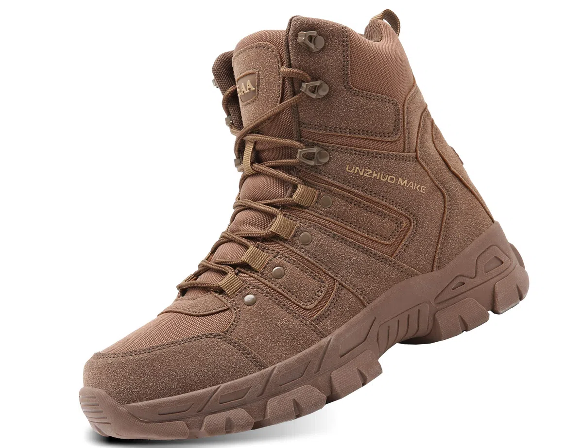 B2122 Stivali militari alti da uomo Scarpe da combattimento militari durevoli Impermeabili Traspiranti Escursionismo tattico Cerniera Stivali tattici esterni per forze dell'ordine Esercito