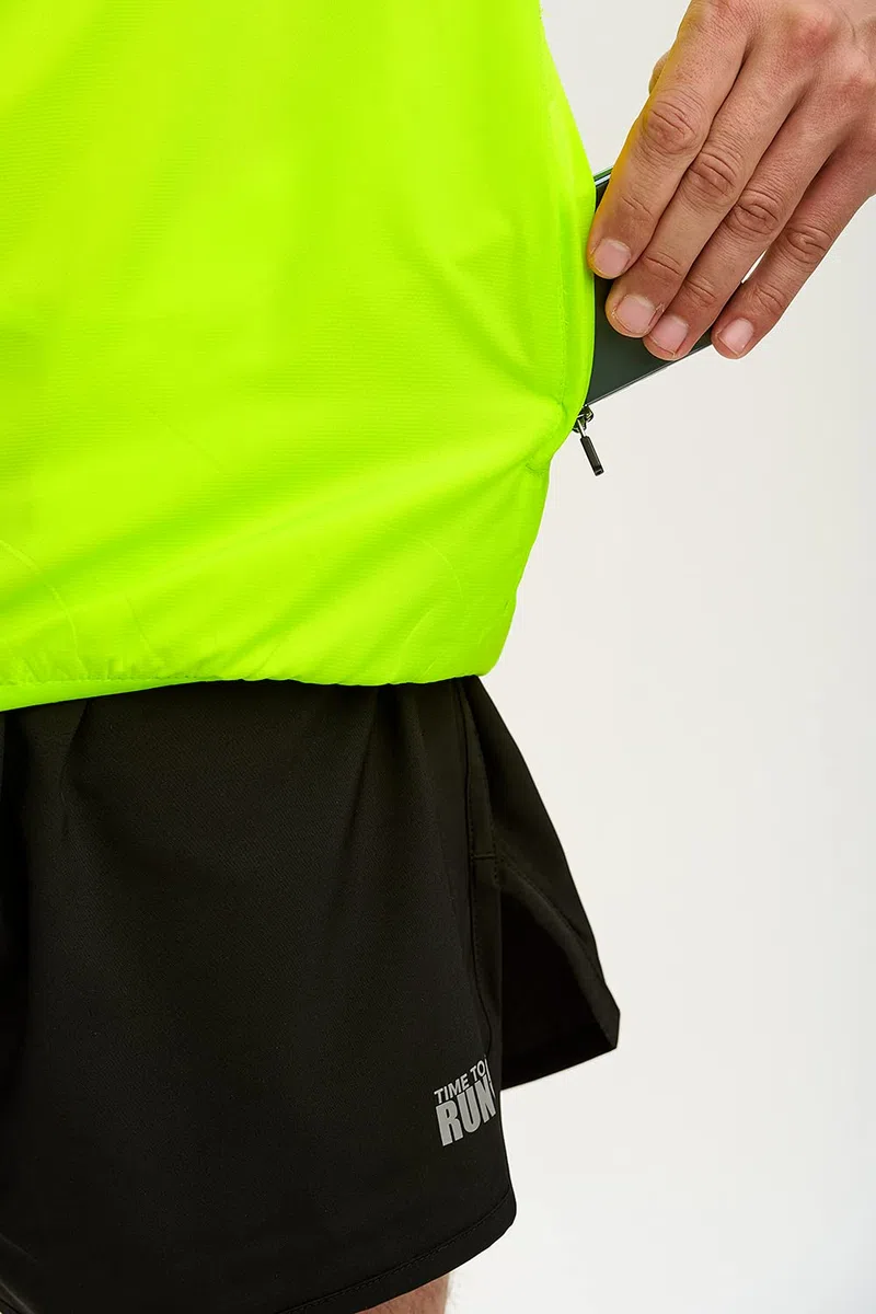 Time To Run Gilet da Corsa da Uomo Con Tasche - Leggera Antivento Traspirante - Ideale Per L'esercizio E Il Jogging