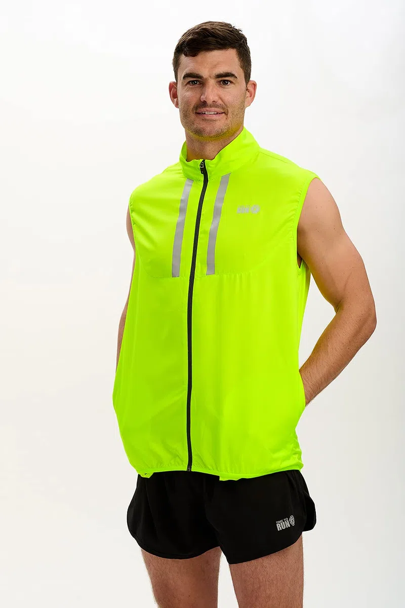 Time To Run Gilet da Corsa da Uomo Con Tasche - Leggera Antivento Traspirante - Ideale Per L'esercizio E Il Jogging