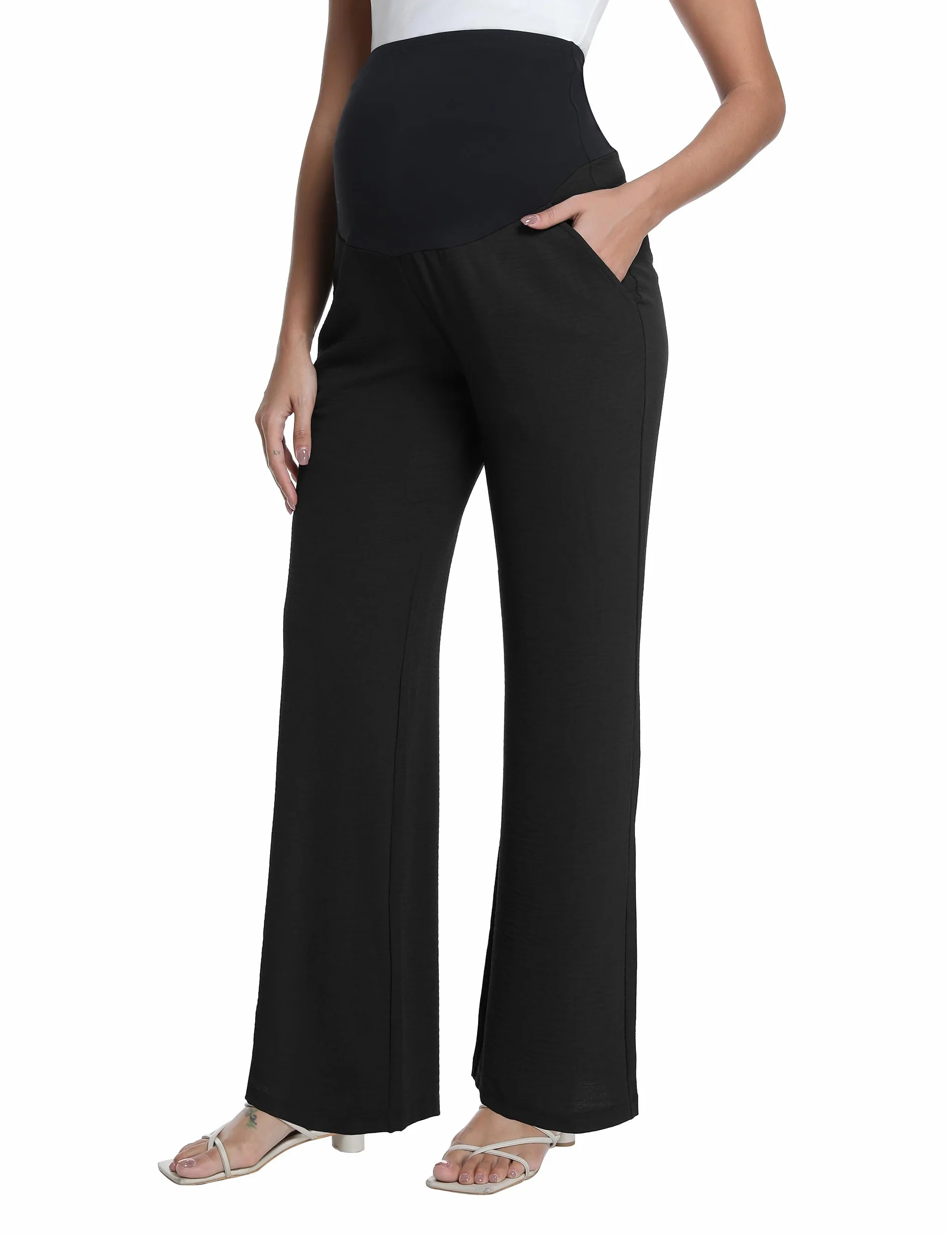 Pantaloni premaman da donna a gamba larga che scorre lounge palazzo gravidanza pantaloni estivi pantaloni da spiaggia