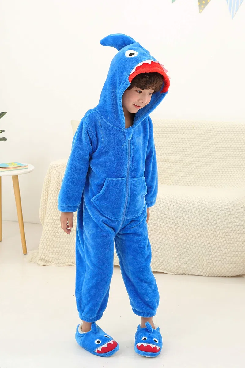 LOLANTA Costume da Squalo Costume per Bambini,Costume in Flanella con Cappuccio,Costumi da Carnevale