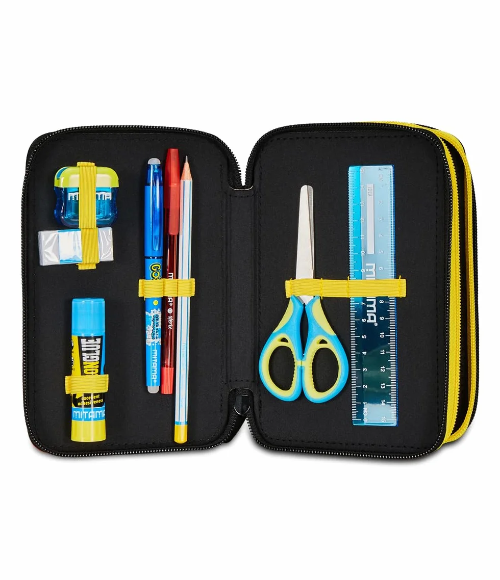 Seven Astuccio Scuola 3 Scomparti, PIKACHU - POKEMON, Giallo Rosso - Portapenne Multi Scomparto Con Matite, Penne e Colori, Accessori Zaino, Zaino Scuola - Astuccio Bambino Ragazzo - Pokemon