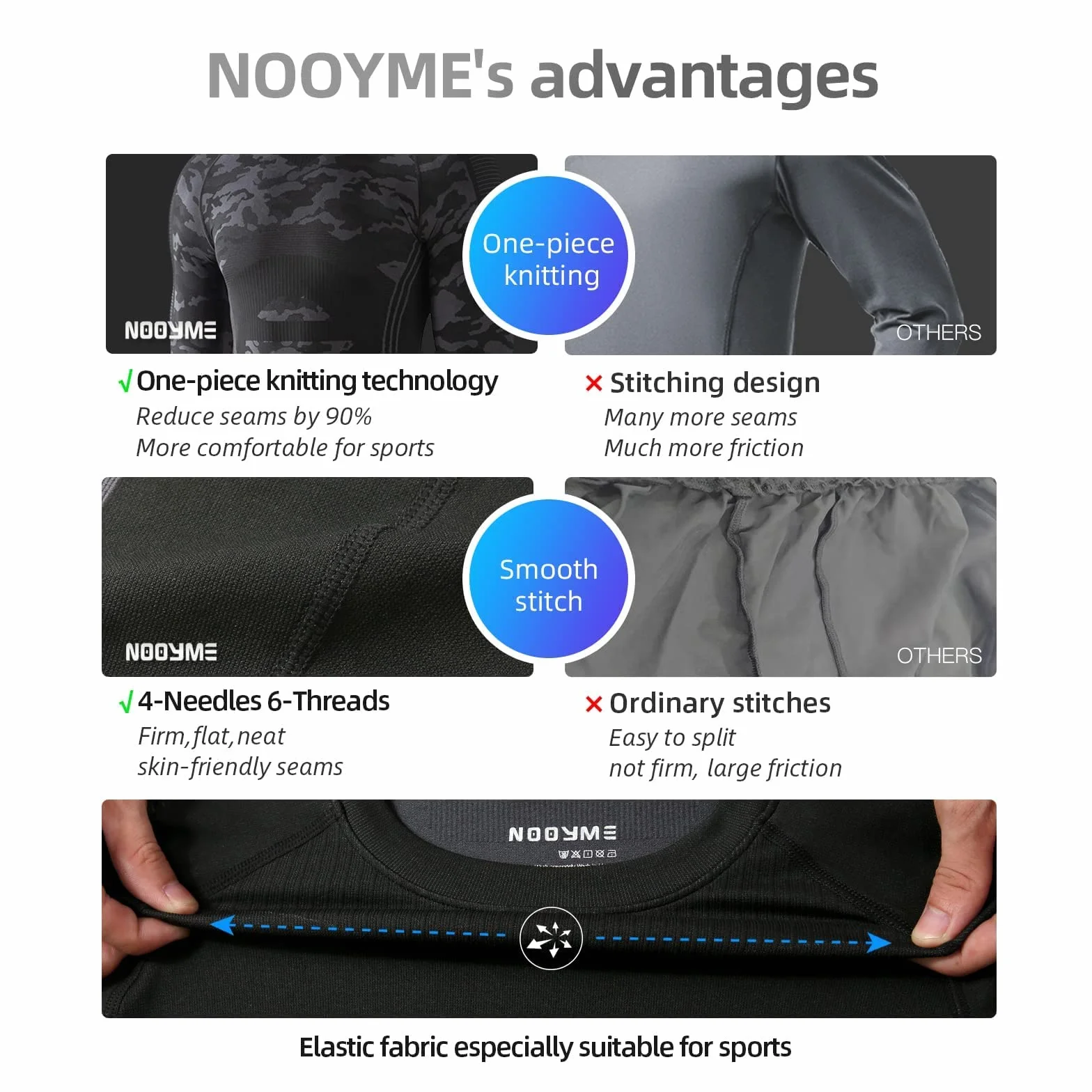 NOOYME Intimo Termico Uomo Biancheria Intima Termica Uomo Traspirante Asciugatura Rapida per Sci Ciclismo Corsa Allenamento