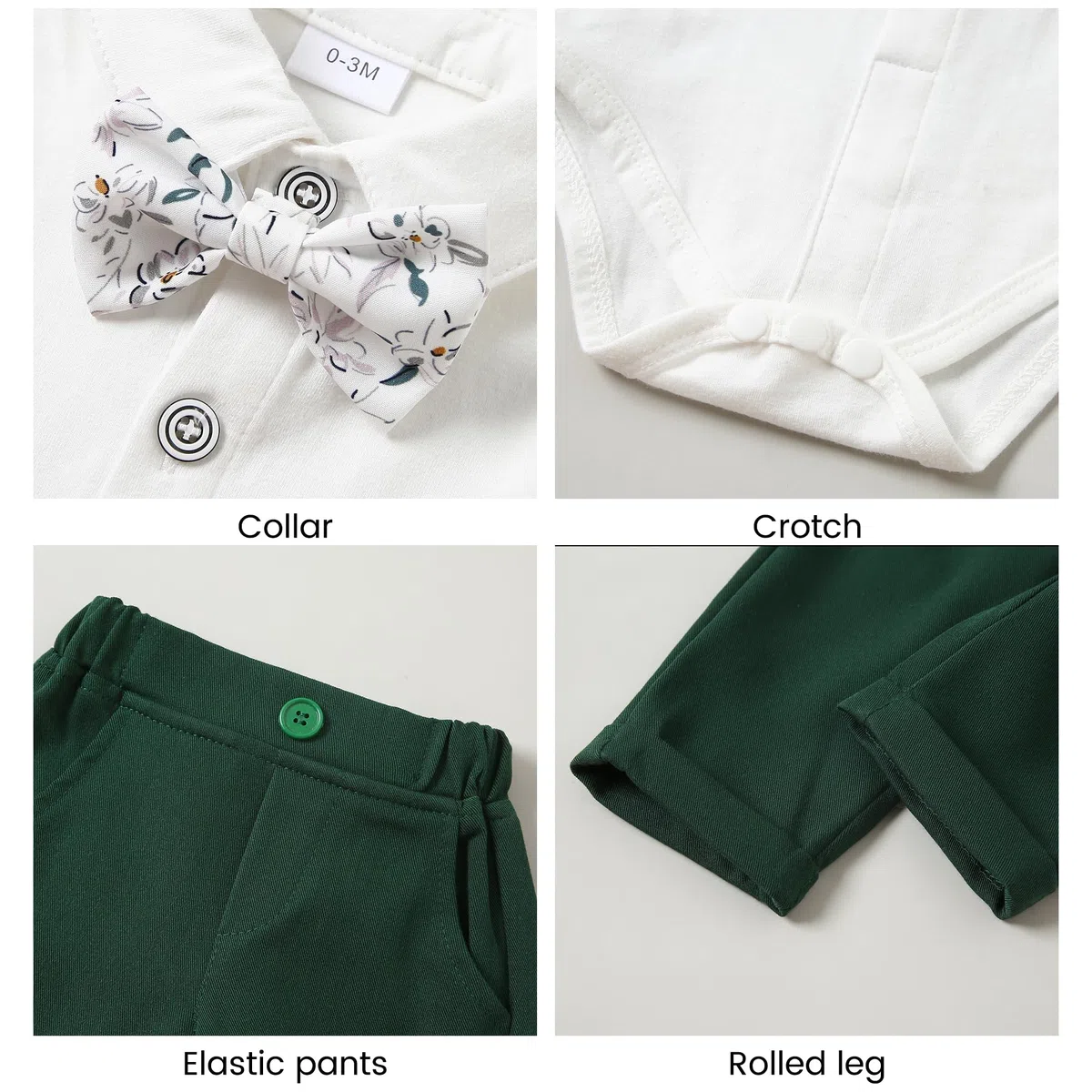 Completini e Coordinati Gentiluomo per Bambino Battesimo, 3 Pezzi Ragazzino Cerimonia Nozze Abiti Camicia Fiocco + Gilet+Pantaloni 0-24 Mese