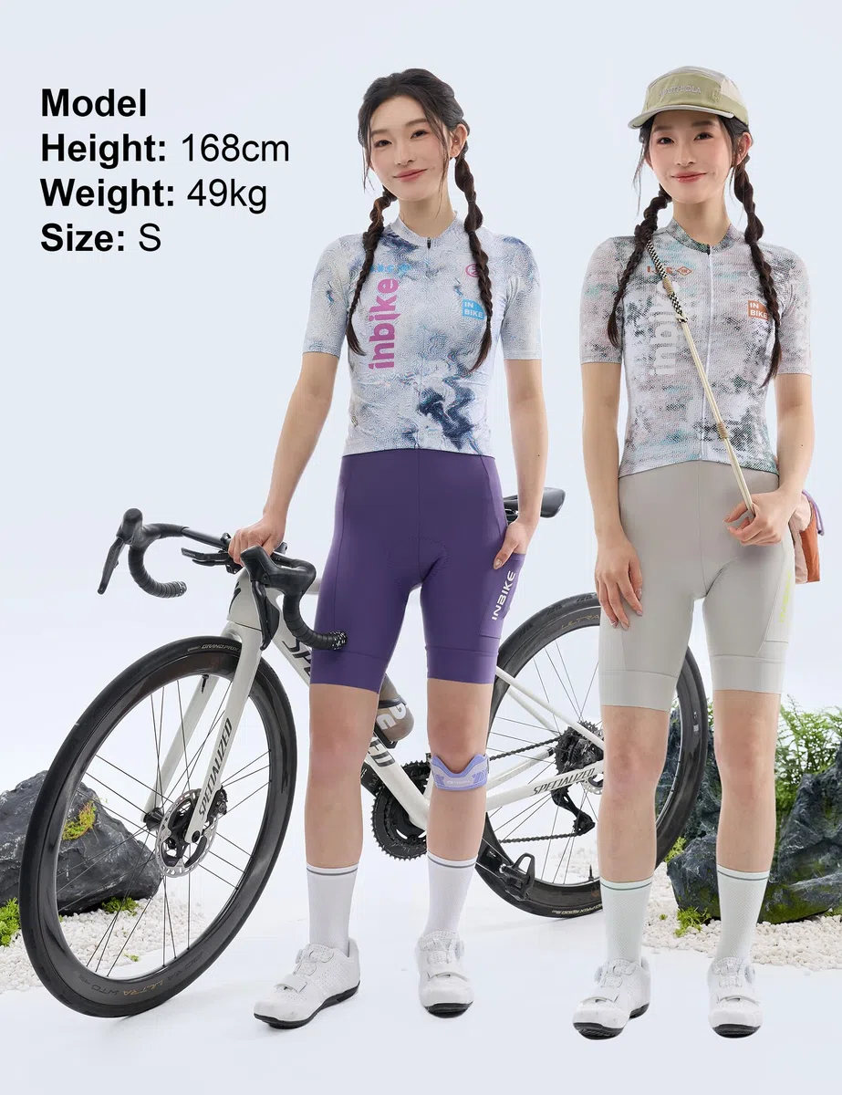 INBIKE Maglia Ciclismo Donna Estiva Maglia Bici Maglietta MTB Maniche Corte 3 Tasche Traspirante Riflettente Asciugatura Rapida Leggero XX585