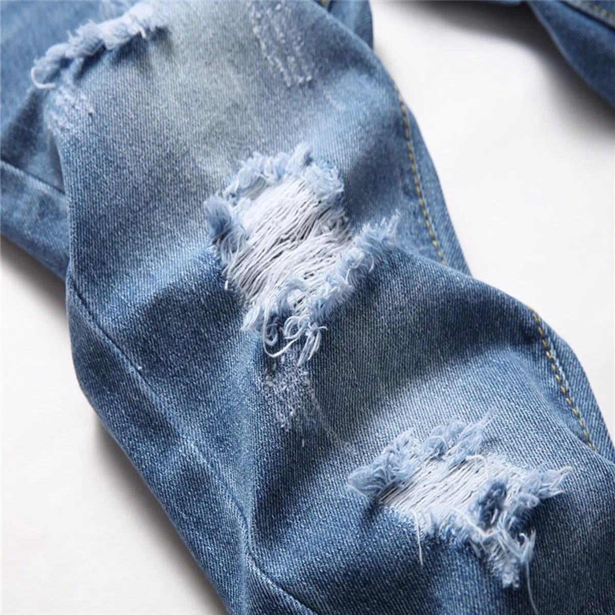 Generico Jeans Bambino 3-16 Anni Elasticizzati Regular Strappati Pantaloni Jeans Denim Ragazzo Elastico Vita Vintage Pantaloni da Lavoro Cargo Stretch Autunnale Scuola Streetwear Tasche