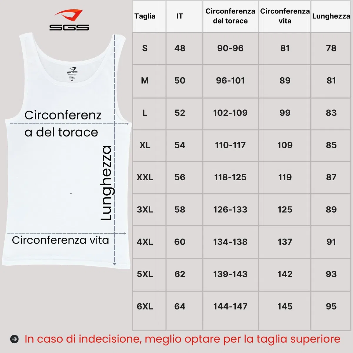 SGS Confezione da 5 Canottiere Uomo Cotone Extra Lungo +12cm - Magliette Intime o Canotte Sportive - Canotta Uomo a Costine S-6XL