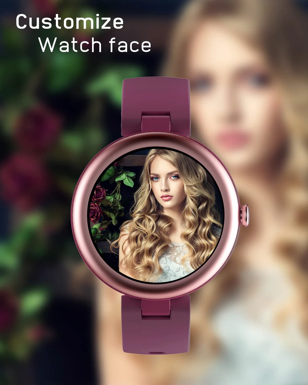LYNN Smartwatch Donna Orologio Fitness Sportivo Smart Watch Tondo Quadrante Android iOS Activity Tracker Cardio SpO2 Impermeabile IP68 Sfondo Personalizzabile Ciclo Mestruale Timer Viola
