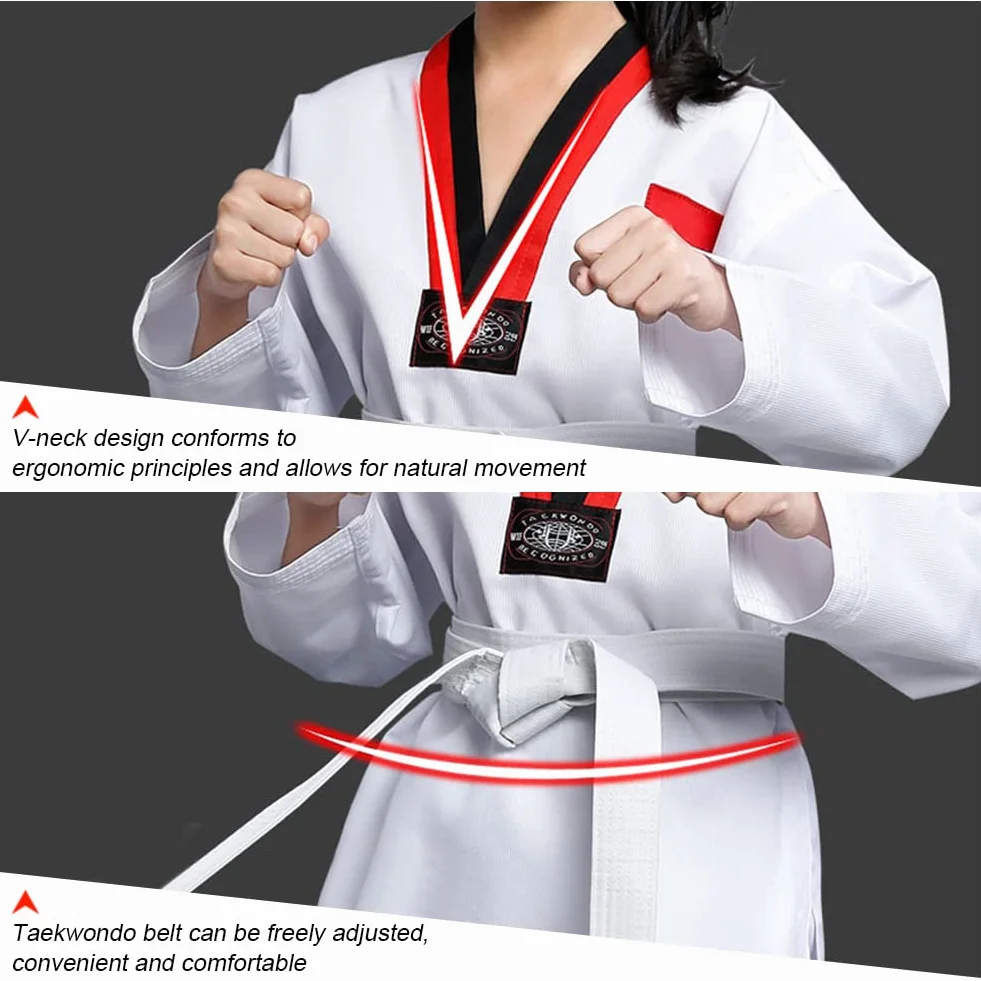 Tuta Taekwondo Bambino Uniforme Professionale per Arti Marziali Karate Costumi Taekwondo Bambina con Cintura