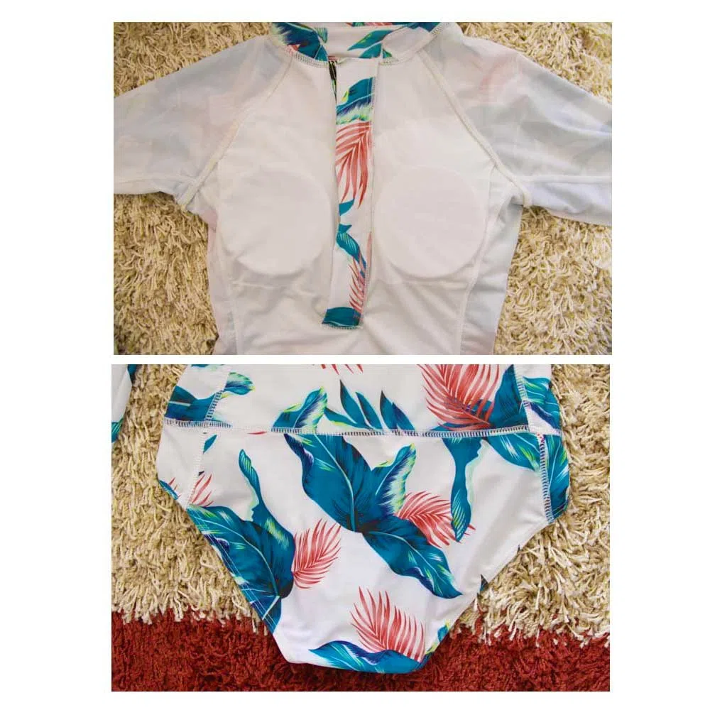 Costume da Bagno a Maniche Lunghe con Zip da Donna Costume Intero da Bagno Ricreativo Rash Guards