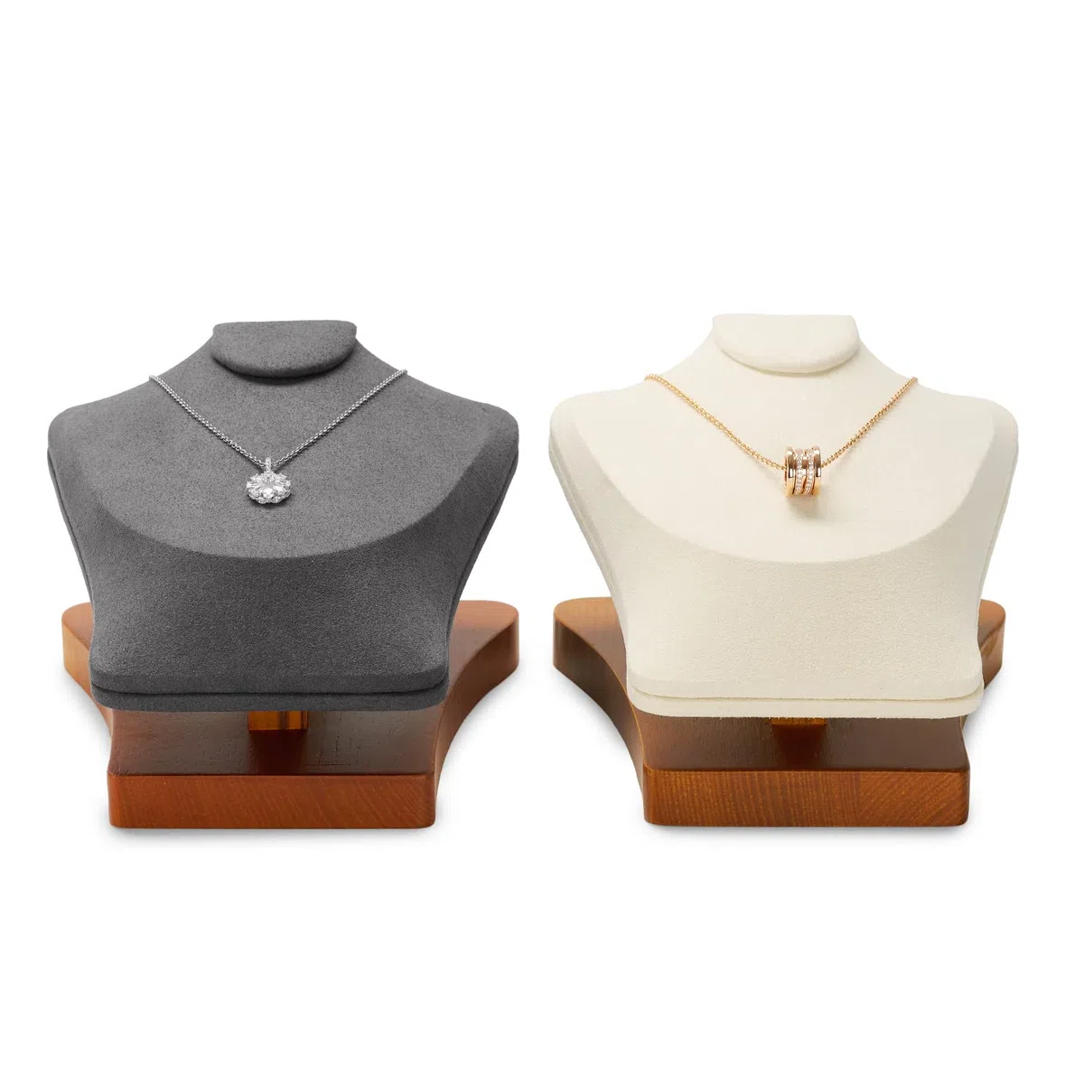 Oirlv Espositore Per Collane In Legno Massiccio, Espositore Per Gioielli Da Centro Commerciale, Espositore Per Gioielli A Busto Di Collana (Grigio Scuro)