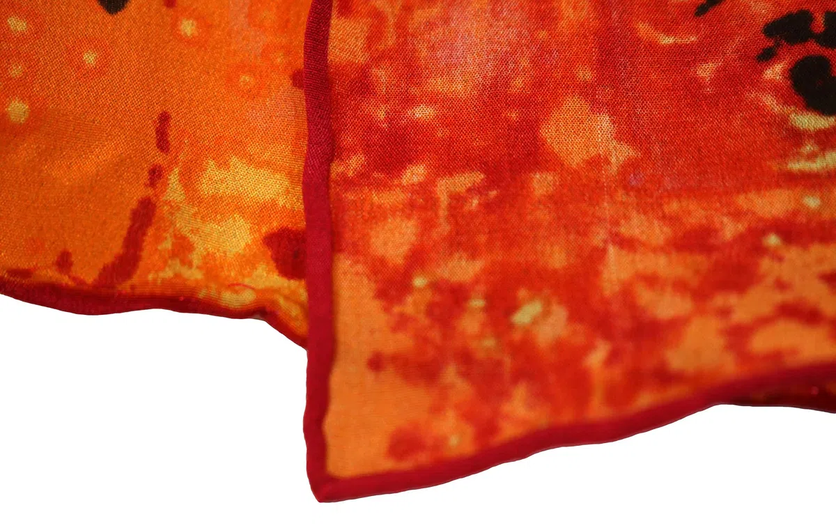 Women's Long Charmeuse Silk Scarf Classic Art Print
