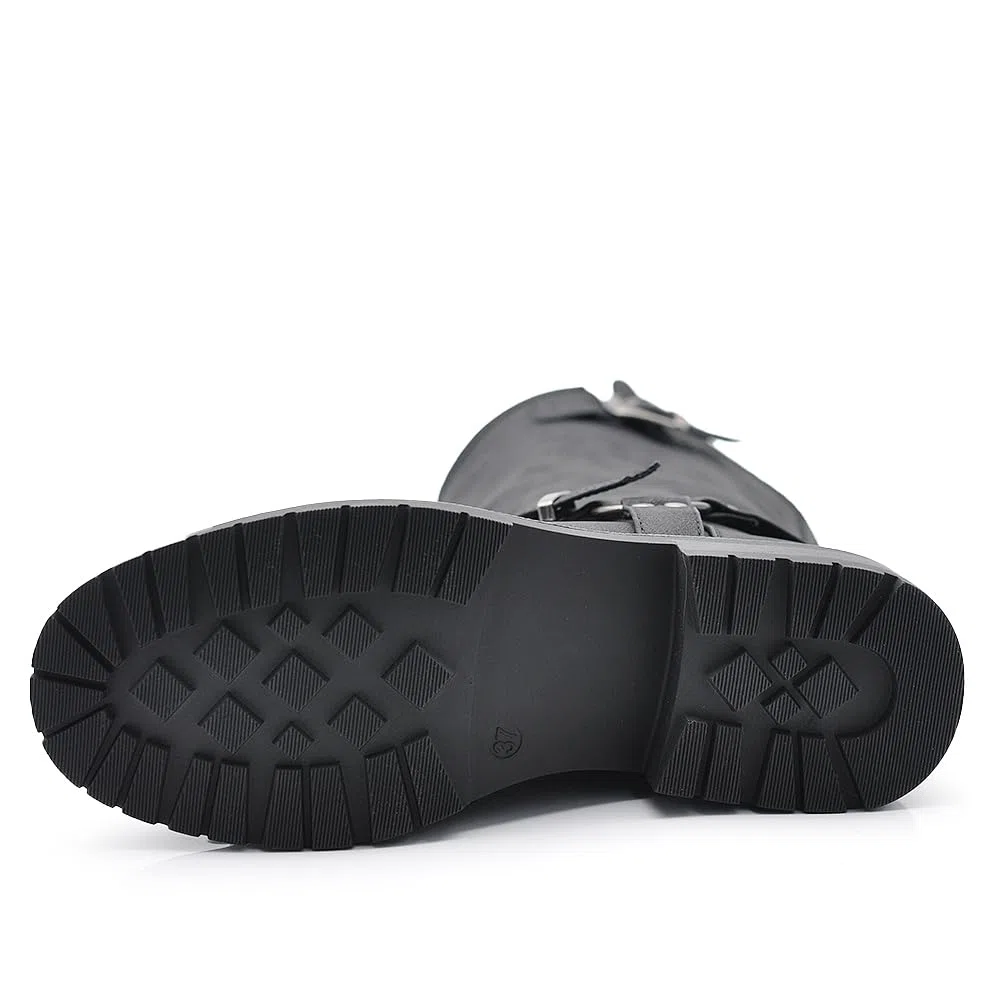 IF Fashion Scarpe Stivali da Donna Al Polpaccio Biker Motociclista Con Fibbie Cinturino Anfibi MP730