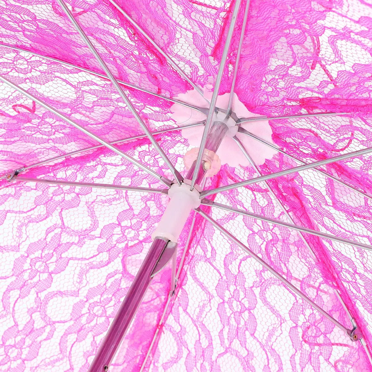 KIMISS Ombrello in Pizzo Rosa Ombrello Parasole Rosa Tessuto in Pizzo Ombrello da Sposa Ombrello in Pizzo Pieghevole Unico Ombrello Parasole Puntelli per Prestazioni (Rosa Rossa)