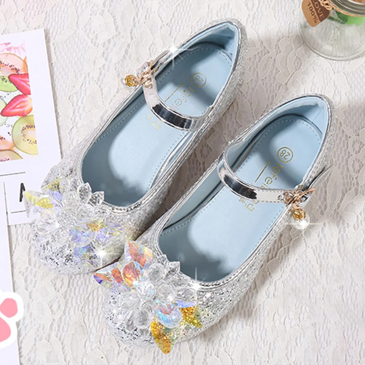 Scarpe da Principessa per Ragazze Scarpe col Tacco Bambine Punta Chiusa Ballerine Principessa Sera Matrimonio Festa Cocktail Mary Jane