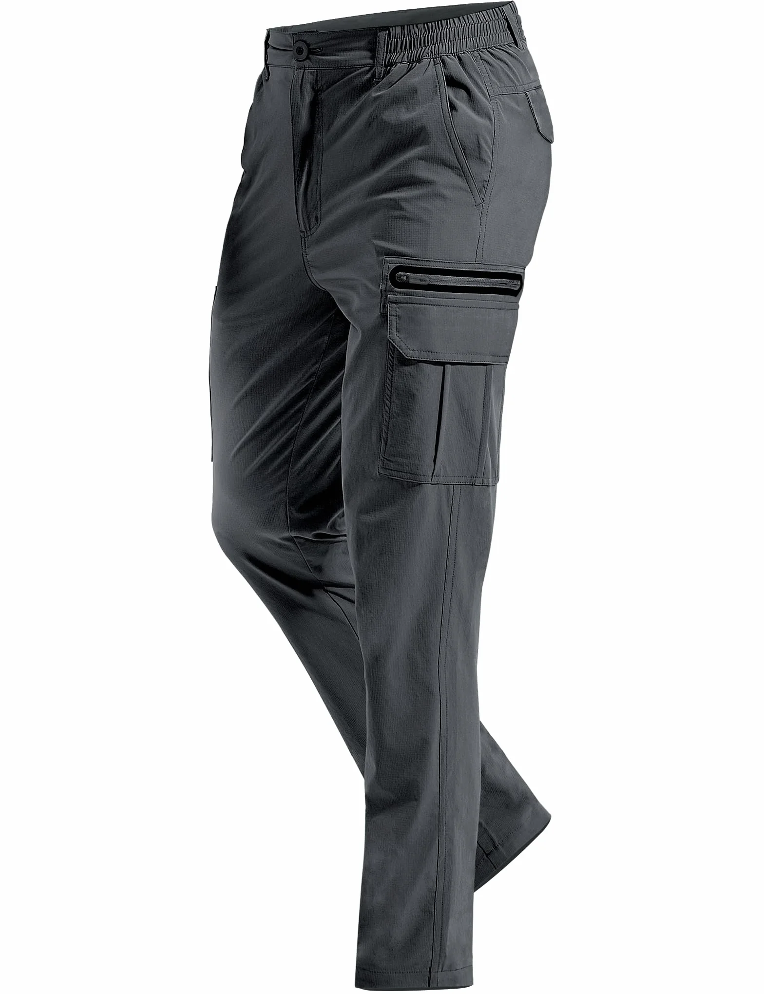 MOURCE Pantaloni da trekking da uomo, leggeri, ad asciugatura rapida, impermeabili, con 7 tasche, per campeggio, pesca, attività all'aperto