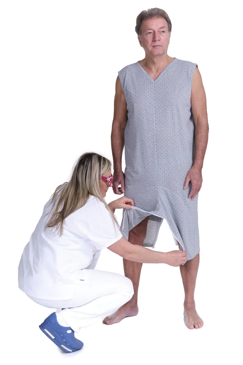 FERRUCCI COMFORT Pigiama Tutone Sanitario Estivo Smanicato in Cotone - 9008/8 - Adatto per Anziani, Incontinenza, Alzheimer, Pantalone Corto, Fresco (Grigio, XL)