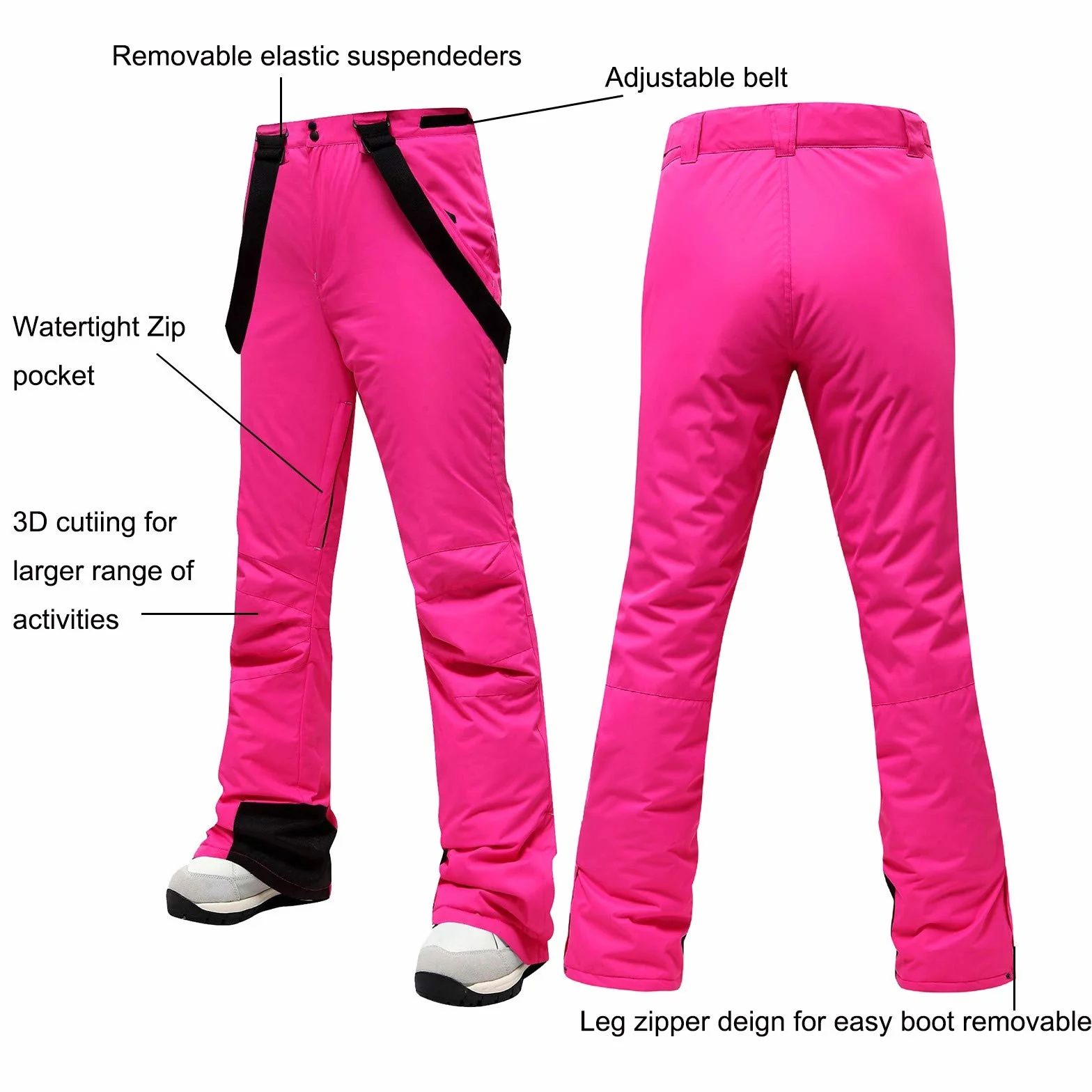 Pantaloni da sci da donna, antivento, impermeabili, per escursioni termiche, con elefante