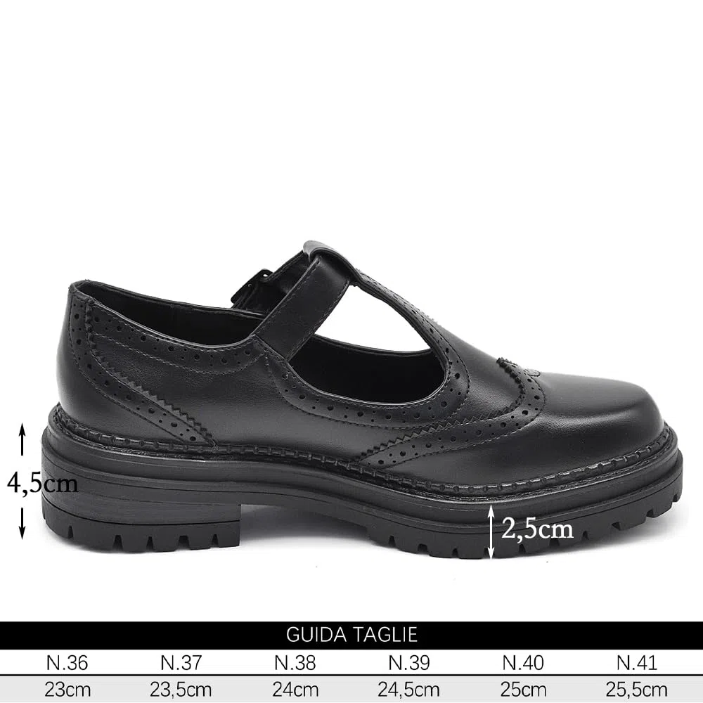Scarpe Mary Jane Donna con Cinturino, Scarpe Oxford Stile Inglese, Suola Carrarmato Chunky, Eleganti Casual