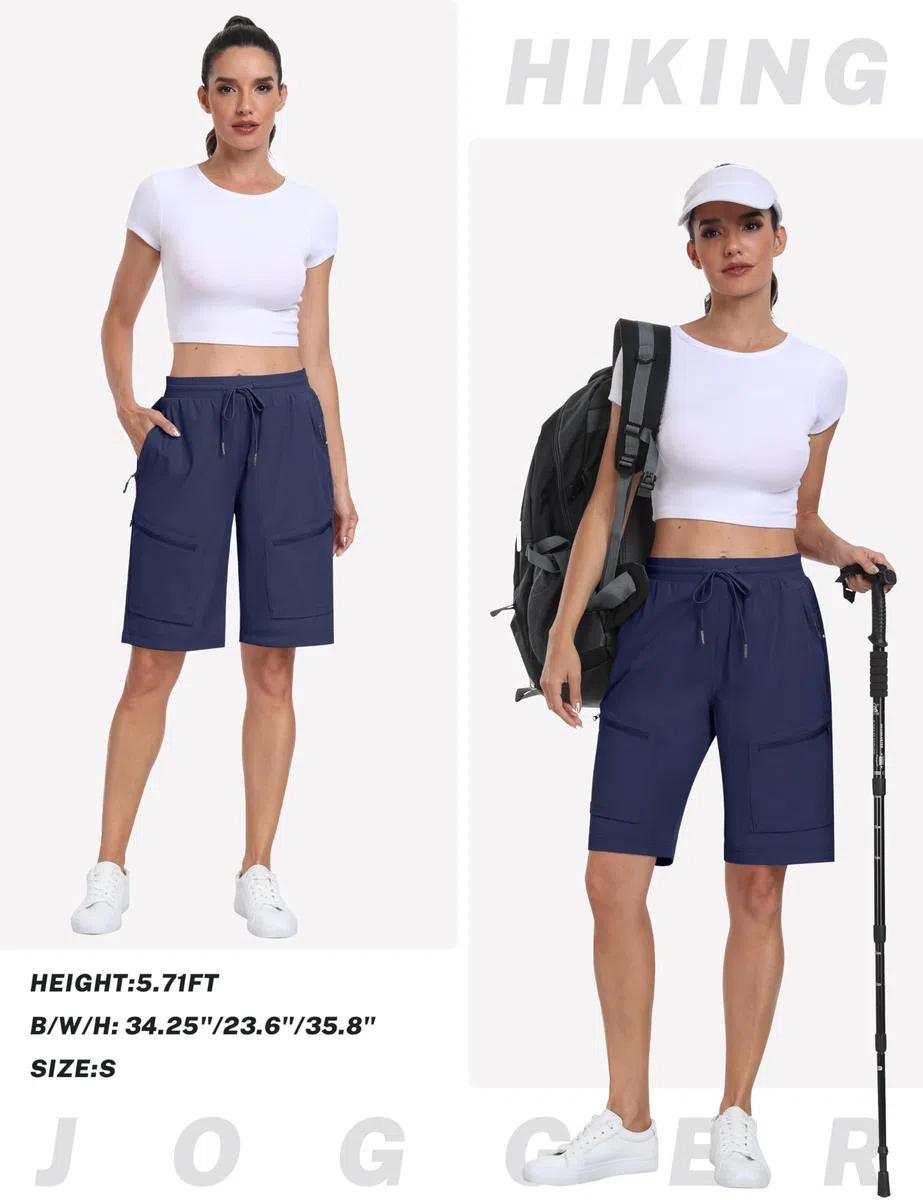MoFiz Pantaloncini Donna Cargo Shorts Leggeri per Trekking Escursionismo Impermeabili ad Asciugatura Rapida Bermuda Estivi con 5 Tasche con Cerniera