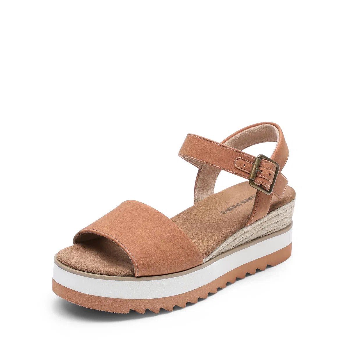DREAM PAIRS Sandali con Zeppa e Plateau con Cinturino alla Caviglia e Fibbia a Punta Aperta da Donna