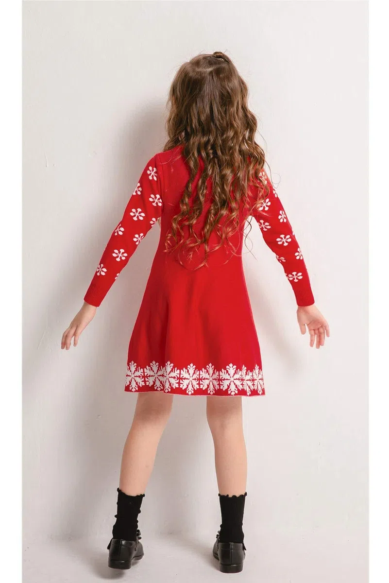 SMILING PINKER Abiti Bambina Maniche Lunghe Natalizio Bambini Lavorano Maglia Casual Cervo per Abito Altalena Autunno Inverno
