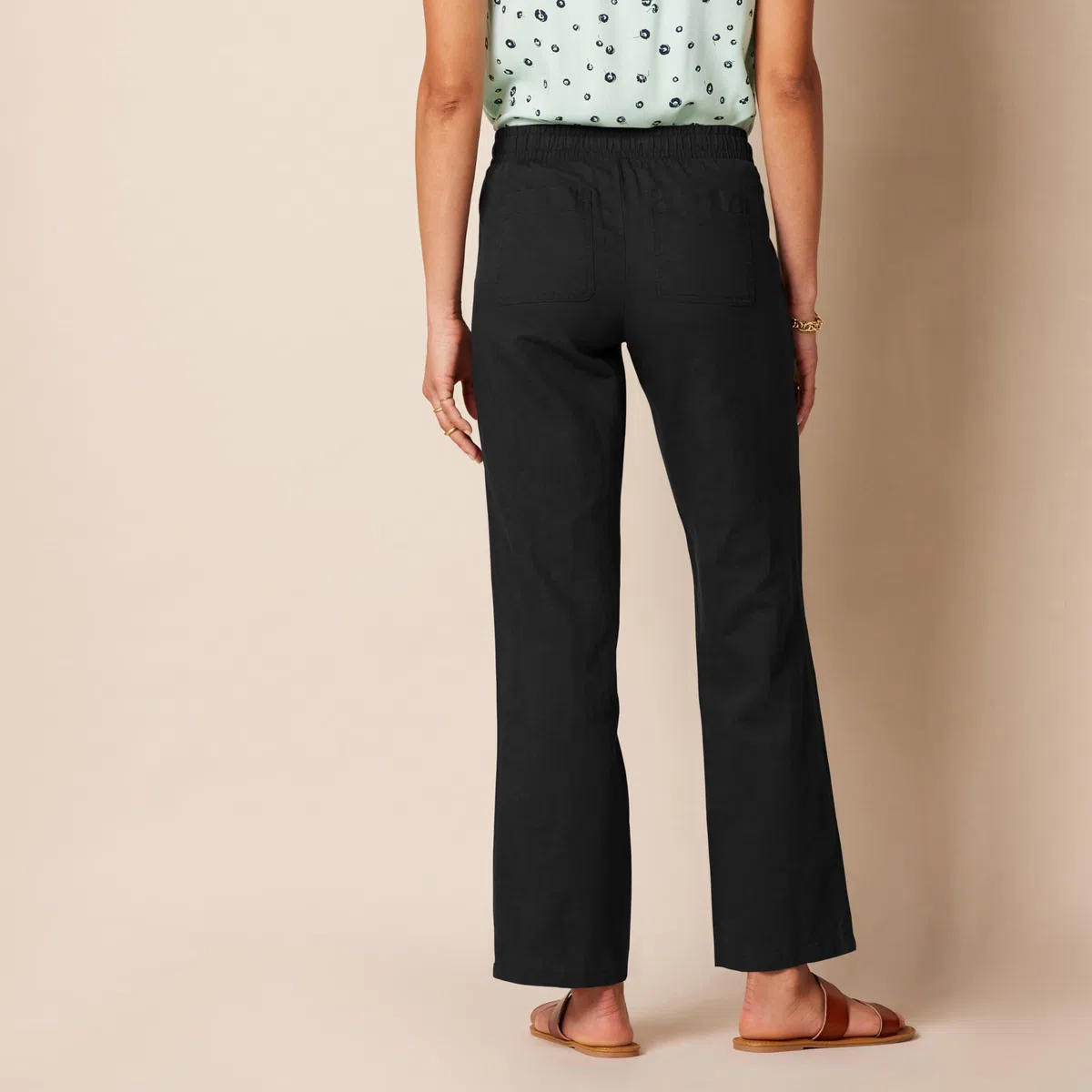 Amazon Essentials Pantaloni a Gamba Larga con Coulisse in Misto Lino dalla Vestibilità Comoda (Disponibili in Taglie Forti) Donna