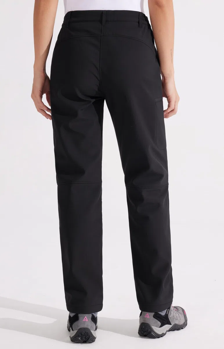 Libin Pantaloni Trekking Donna Invernali Pantaloni Sci Softshell Termici Escursionismo Impermeabili Neve Lavoro Pantaloni da All'aperto Outdoor, Nero-Upgrade XL