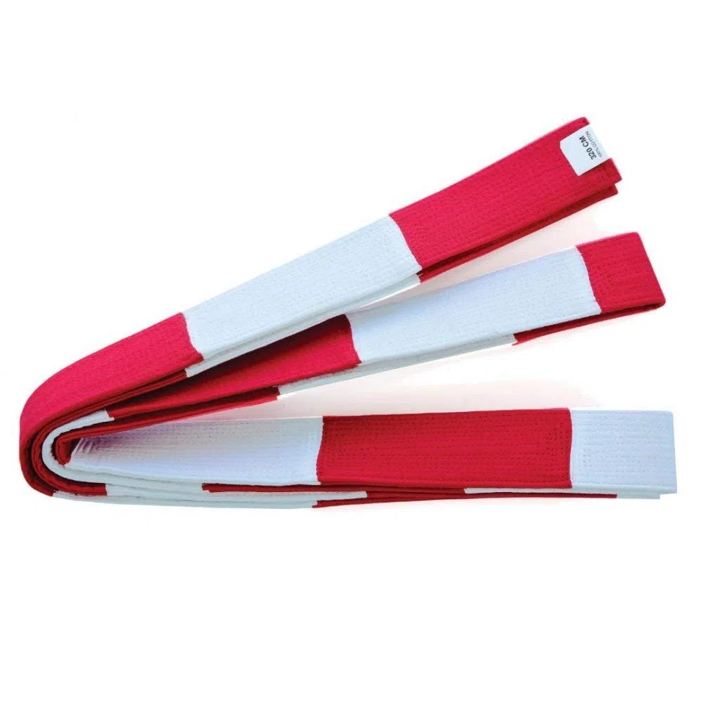 Arti Marziali Deluxe 2 " Larghezza Masters Istruttore Blocco Cintura Rosso/Bianco - Nuovo